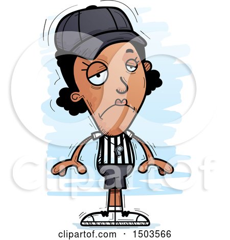 Clipart of a Sad Black Female Referee - Royalty Free Vector Illustration by Cory Thoman