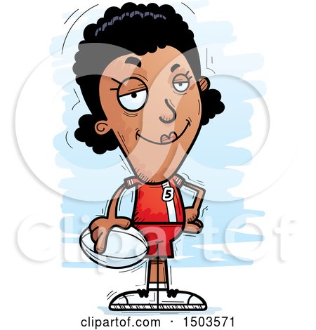 Clipart of a Confident Black Female Rugby Player - Royalty Free Vector Illustration by Cory Thoman
