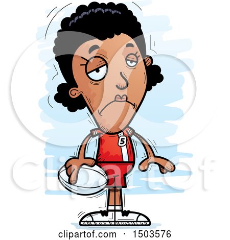 Clipart of a Sad Black Female Rugby Player - Royalty Free Vector Illustration by Cory Thoman