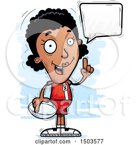 Clipart of a Talking Black Female Rugby Player - Royalty Free Vector Illustration by Cory Thoman