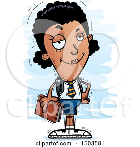 Clipart of a Confident Black Female College Student - Royalty Free Vector Illustration by Cory Thoman