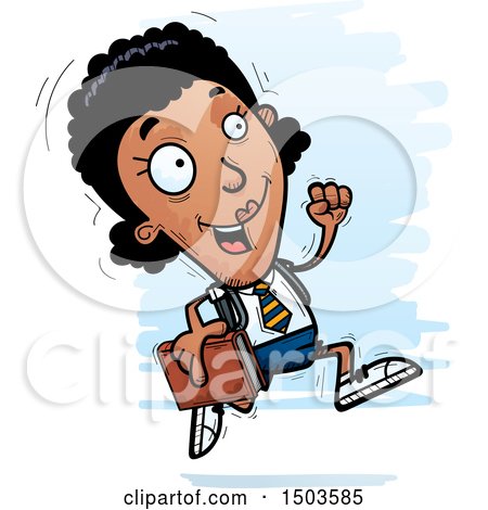 Clipart of a Running Black Female College Student - Royalty Free Vector Illustration by Cory Thoman