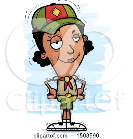 Clipart of a Confident Black Female Scout - Royalty Free Vector Illustration by Cory Thoman