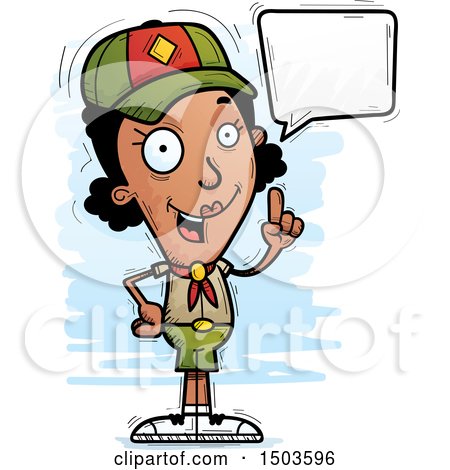 Clipart of a Talking Black Female Scout - Royalty Free Vector Illustration by Cory Thoman
