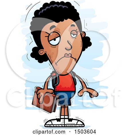 Clipart of a Sad Black Female Community College Student - Royalty Free Vector Illustration by Cory Thoman