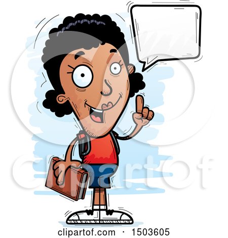 Clipart of a Talking Black Female Community College Student - Royalty Free Vector Illustration by Cory Thoman