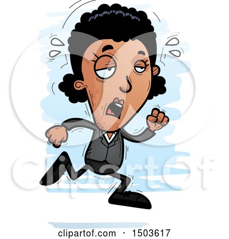 Clipart of a Running African American Business Woman - Royalty Free Vector Illustration by Cory Thoman