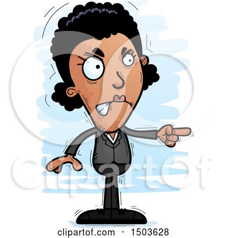 Clipart of a Mad Pointing African American Business Woman - Royalty Free Vector Illustration by Cory Thoman