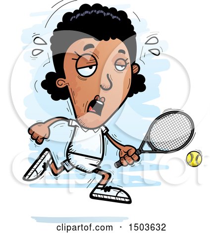 Clipart of a Tired African American Woman Tennis Player - Royalty Free Vector Illustration by Cory Thoman
