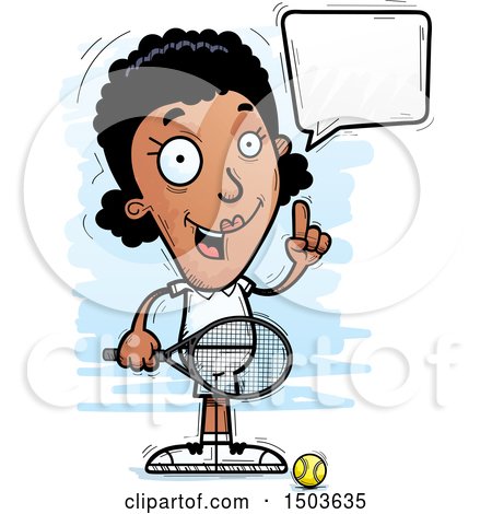 Clipart of a Talking African American Woman Tennis Player - Royalty Free Vector Illustration by Cory Thoman