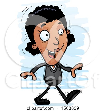 Clipart of a Walking African American Business Woman - Royalty Free Vector Illustration by Cory Thoman