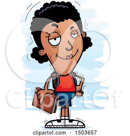 Clipart of a Confident Black Female Community College Student - Royalty Free Vector Illustration by Cory Thoman