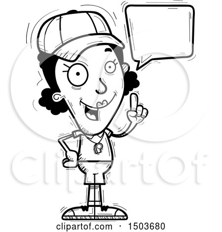 Clipart of a Black and White Talking Black Female Coach - Royalty Free Vector Illustration by Cory Thoman