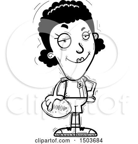 Clipart of a Black and White Confident Black Female Football Player - Royalty Free Vector Illustration by Cory Thoman