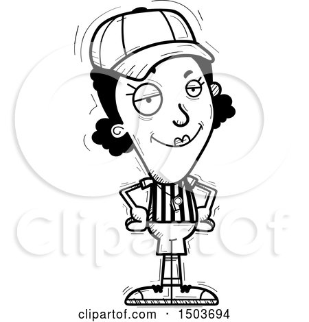 Clipart of a Black and White Confident Black Female Referee - Royalty Free Vector Illustration by Cory Thoman