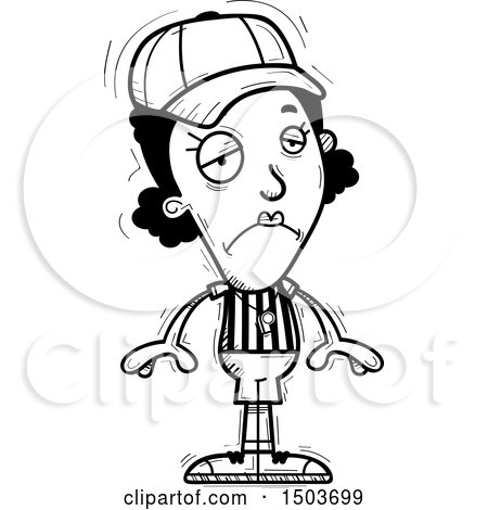 Clipart of a Black and White Sad Black Female Referee - Royalty Free Vector Illustration by Cory Thoman