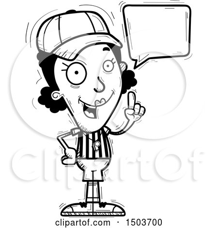 Clipart of a Black and White Talking Black Female Referee - Royalty Free Vector Illustration by Cory Thoman