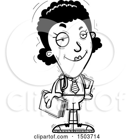 Clipart of a Black and White Confident Black Female College Student - Royalty Free Vector Illustration by Cory Thoman