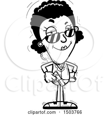 Clipart of a Black and White Confident African American Woman Secret Service Agent - Royalty Free Vector Illustration by Cory Thoman