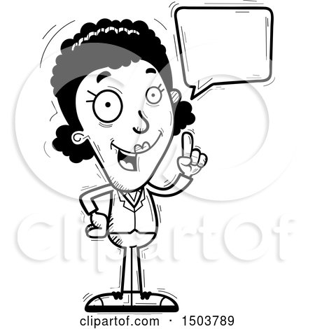 Clipart of a Black and White Talking African American Business Woman - Royalty Free Vector Illustration by Cory Thoman