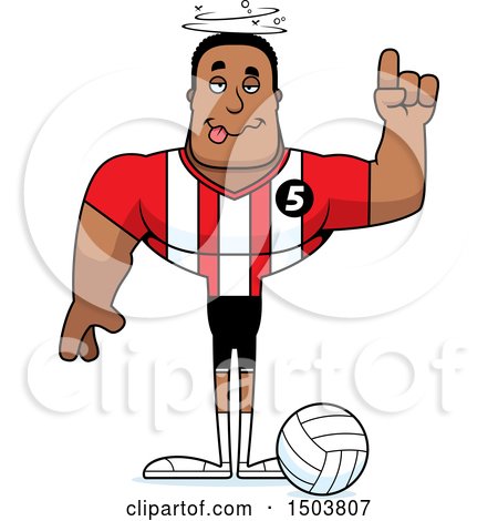 Clipart of a Drunk Buff African American Male Volleyball Player - Royalty Free Vector Illustration by Cory Thoman