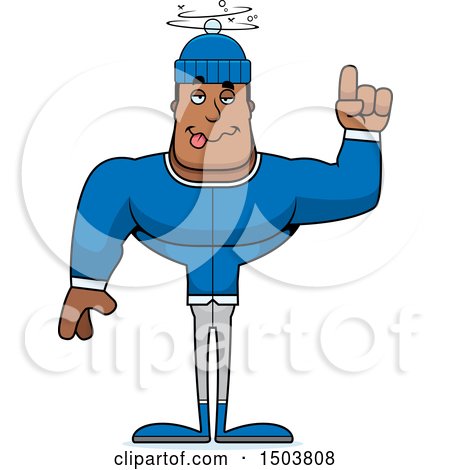 Clipart of a Drunk Buff African American Winter Man - Royalty Free Vector Illustration by Cory Thoman