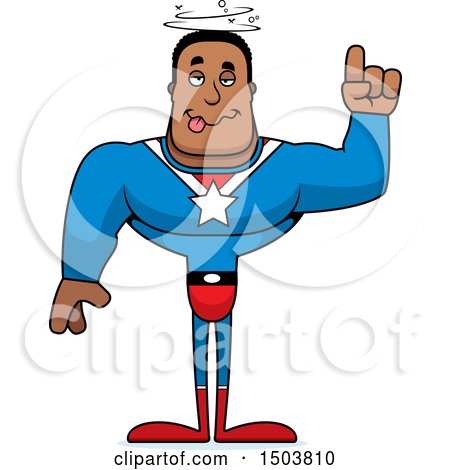 Clipart of a Drunk Buff African American Male Super Hero - Royalty Free Vector Illustration by Cory Thoman