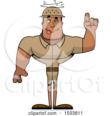 Clipart of a Drunk Buff African American Male Zookeeper - Royalty Free Vector Illustration by Cory Thoman