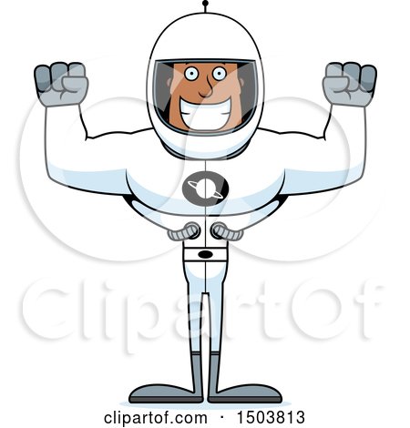 Clipart of a Cheering Buff African American Male Astronaut - Royalty Free Vector Illustration by Cory Thoman