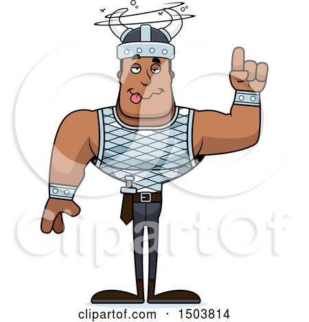 Clipart of a Drunk Buff African American Male Viking - Royalty Free Vector Illustration by Cory Thoman