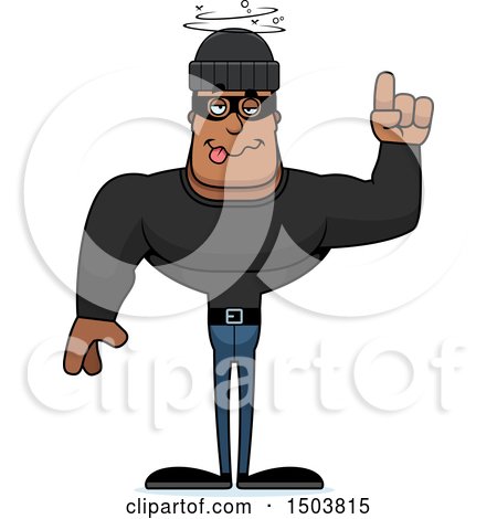 Clipart of a Drunk Buff African American Male Robber - Royalty Free Vector Illustration by Cory Thoman