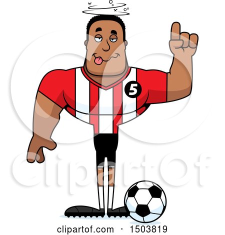 Clipart of a Drunk Buff African American Male Soccer Player - Royalty Free Vector Illustration by Cory Thoman