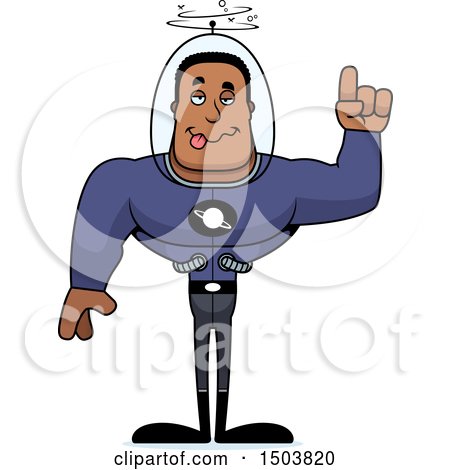 Clipart of a Drunk Buff African American Space Man or Astronaut - Royalty Free Vector Illustration by Cory Thoman