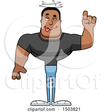 Clipart of a Drunk Buff African American Casual Man - Royalty Free Vector Illustration by Cory Thoman