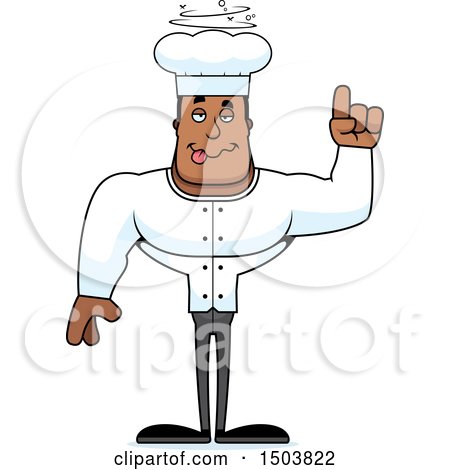 Clipart of a Drunk Buff African American Male Chef - Royalty Free Vector Illustration by Cory Thoman
