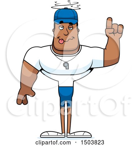 Clipart of a Drunk Buff African American Male Coach - Royalty Free Vector Illustration by Cory Thoman