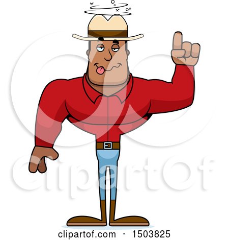 Clipart of a Drunk Buff African American Male Cowboy - Royalty Free Vector Illustration by Cory Thoman