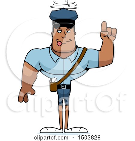 Clipart of a Drunk Buff African American Mail Man - Royalty Free Vector Illustration by Cory Thoman