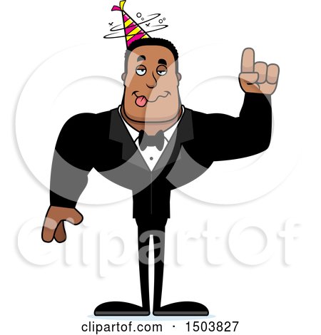 Clipart of a Drunk Buff African American Party Man - Royalty Free Vector Illustration by Cory Thoman