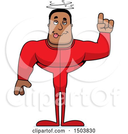 Clipart of a Drunk Buff African American Man in Pjs - Royalty Free Vector Illustration by Cory Thoman