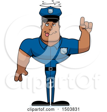 Clipart of a Drunk Buff African American Male Police Officer - Royalty Free Vector Illustration by Cory Thoman