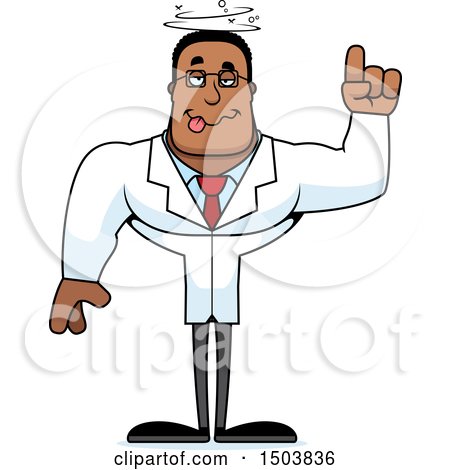 Clipart of a Drunk Buff African American Male Scientist - Royalty Free Vector Illustration by Cory Thoman