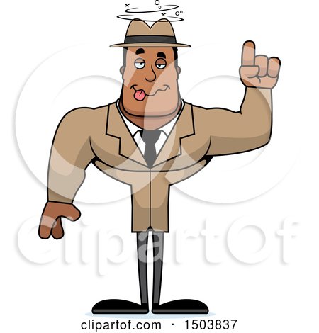 Clipart of a Drunk Buff African American Male Detective - Royalty Free Vector Illustration by Cory Thoman