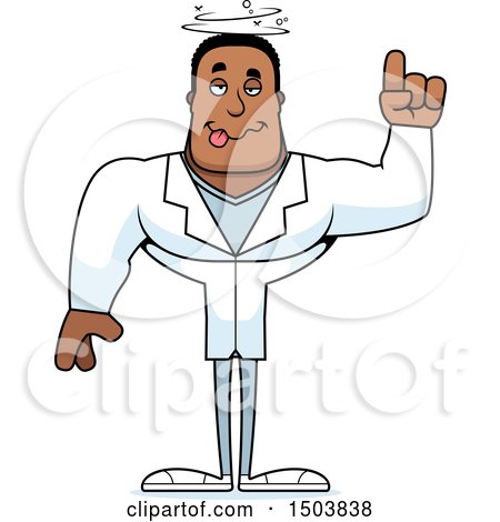 Clipart of a Drunk Buff African American Male Doctor - Royalty Free Vector Illustration by Cory Thoman