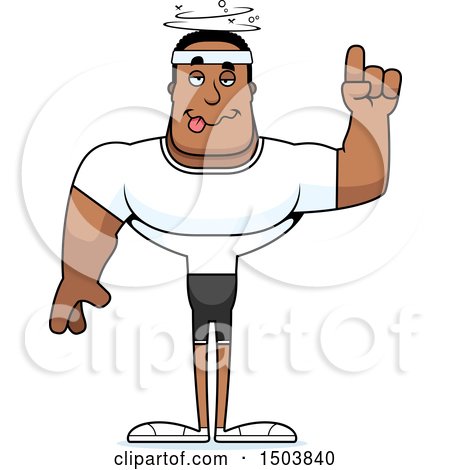 Clipart of a Drunk Buff African American Fitness Man - Royalty Free Vector Illustration by Cory Thoman
