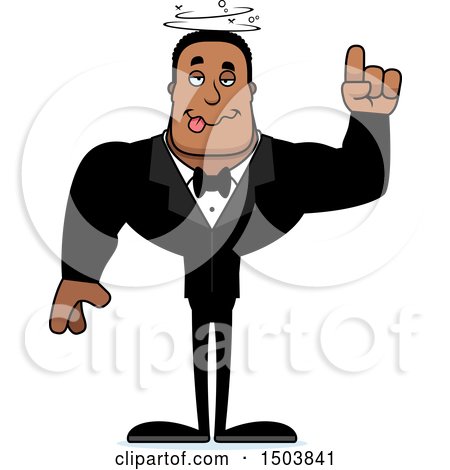 Clipart of a Drunk Buff African American Male Groom - Royalty Free Vector Illustration by Cory Thoman