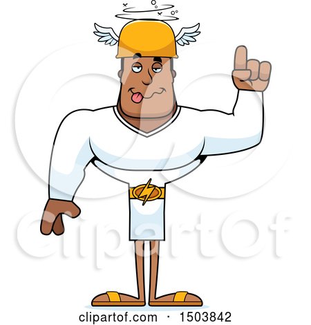 Clipart of a Drunk Buff African American Male Hermes - Royalty Free Vector Illustration by Cory Thoman