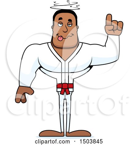 Clipart of a Drunk Buff African American Karate Man - Royalty Free Vector Illustration by Cory Thoman