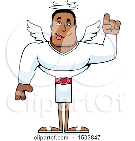 Clipart of a Drunk Buff African American Male Cupid - Royalty Free Vector Illustration by Cory Thoman