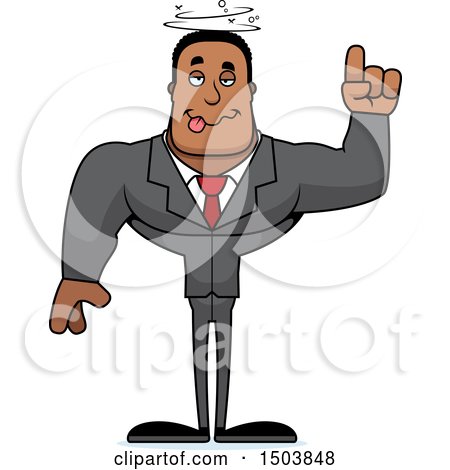 Clipart of a Drunk Buff African American Business Man - Royalty Free Vector Illustration by Cory Thoman